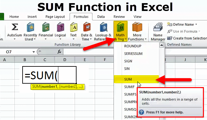 list of excel functions